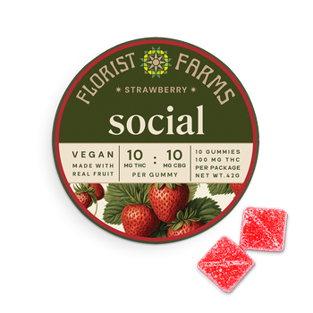 Florist Farms Strawberry CBG THC Gummy, 10mg, 10ct. pkg